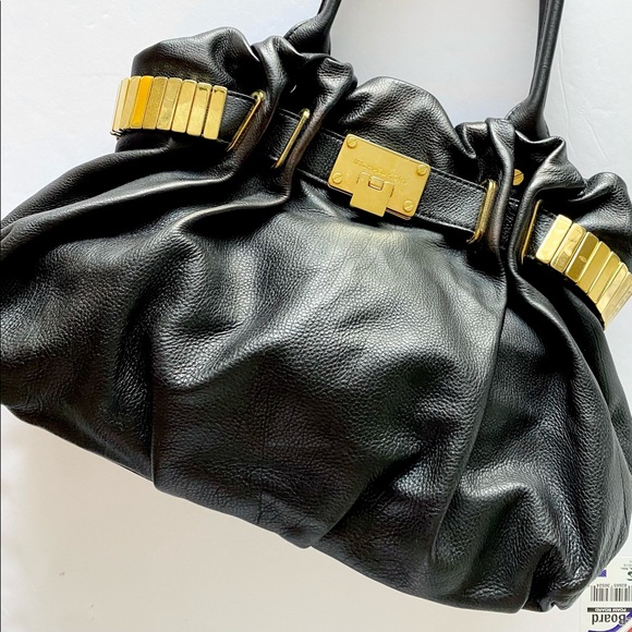 Michael Kors Black Leather Bag with Gold Hardware